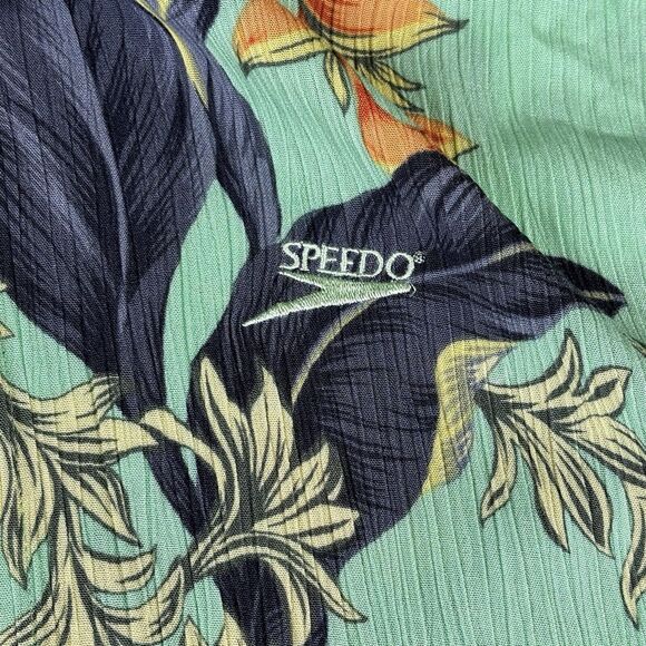 Speedo Swim Beach Cover‎ Up Womens Large Green Aquatic Floral Print Open Front - Picture 6 of 12